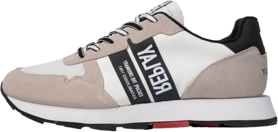 REPLAY Sneakers laag taupe zwart wit