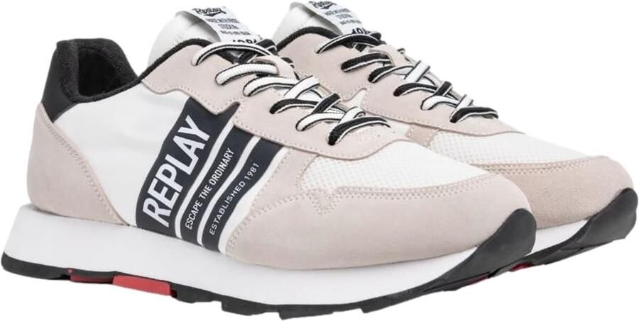 REPLAY Sneakers laag taupe zwart wit - Foto 3