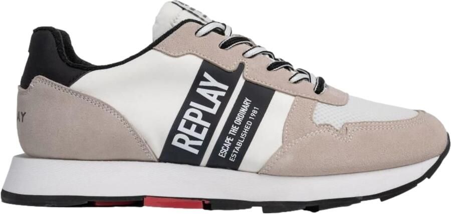REPLAY Sneakers laag taupe zwart wit - Foto 4