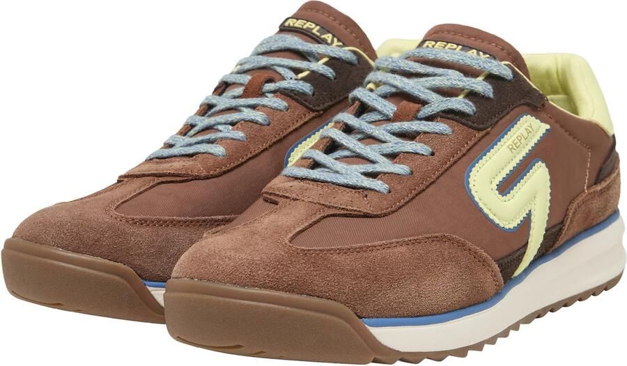REPLAY Sneakers laag 'Yard' donkerbruin limoen - Foto 3