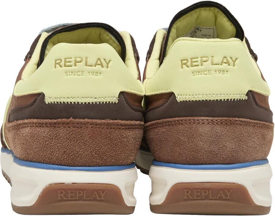 REPLAY Sneakers laag 'Yard' donkerbruin limoen - Foto 2