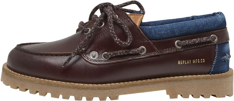 REPLAY Veterschoen 'Desert' blauw denim donkerbruin