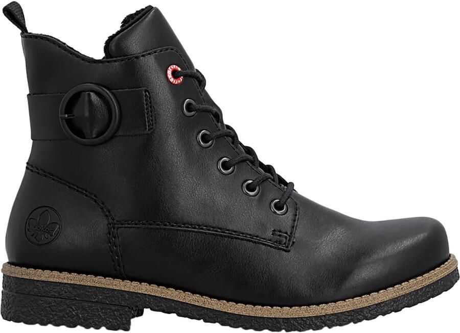 Rieker Veterlaarsjes Veterboots enkellaarsjes blokhak met decoratieve siergesp
