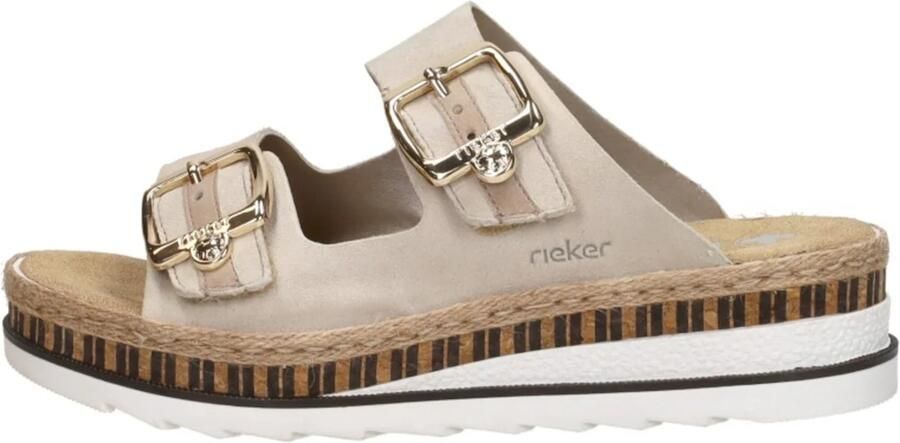 Rieker Slippers sleehak zomerschoen slippers met jute-omranding aan de loopzool - Foto 20
