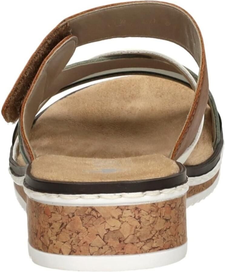 Rieker Comfort Slipper Groen Bruin Wit Bandjes Multicolor Dames - Foto 4
