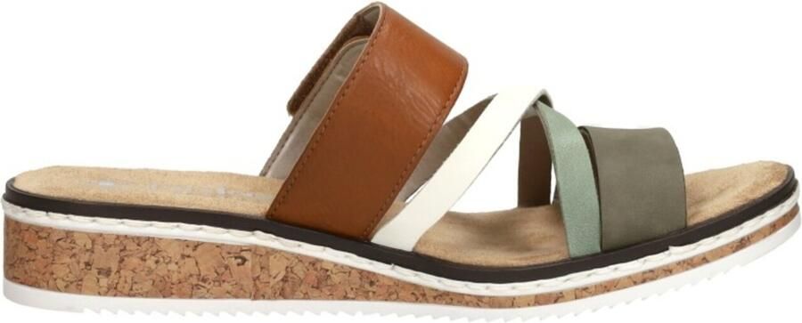 Rieker Comfort Slipper Groen Bruin Wit Bandjes Multicolor Dames - Foto 9