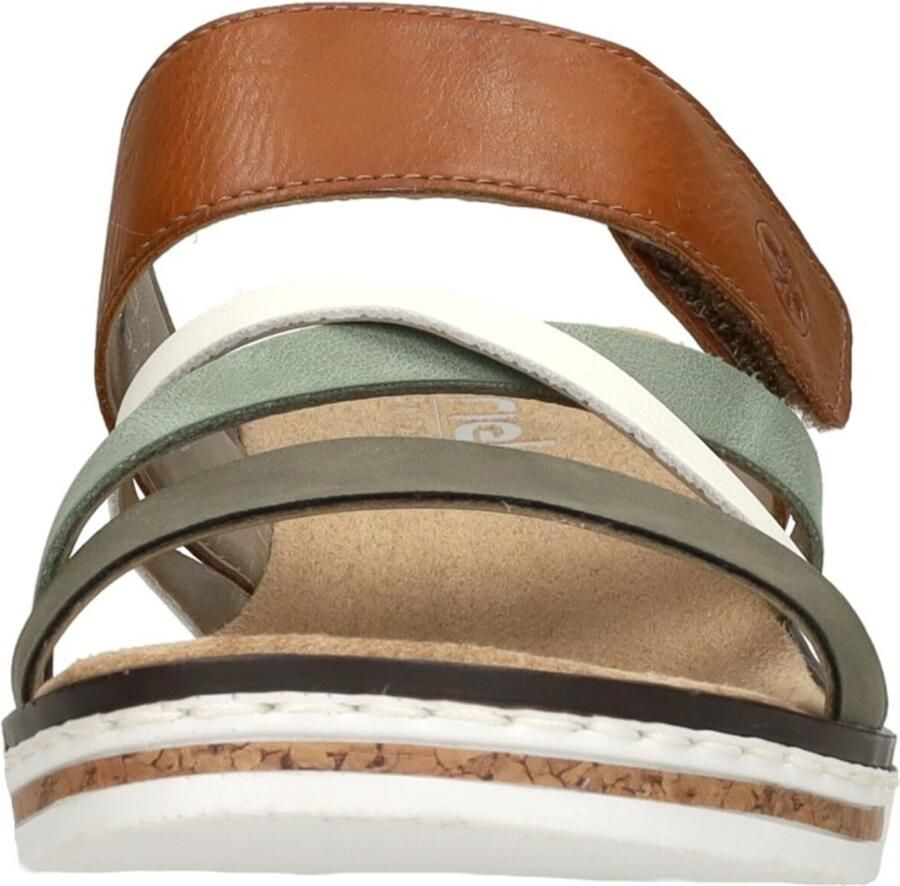 Rieker Comfort Slipper Groen Bruin Wit Bandjes Multicolor Dames - Foto 3