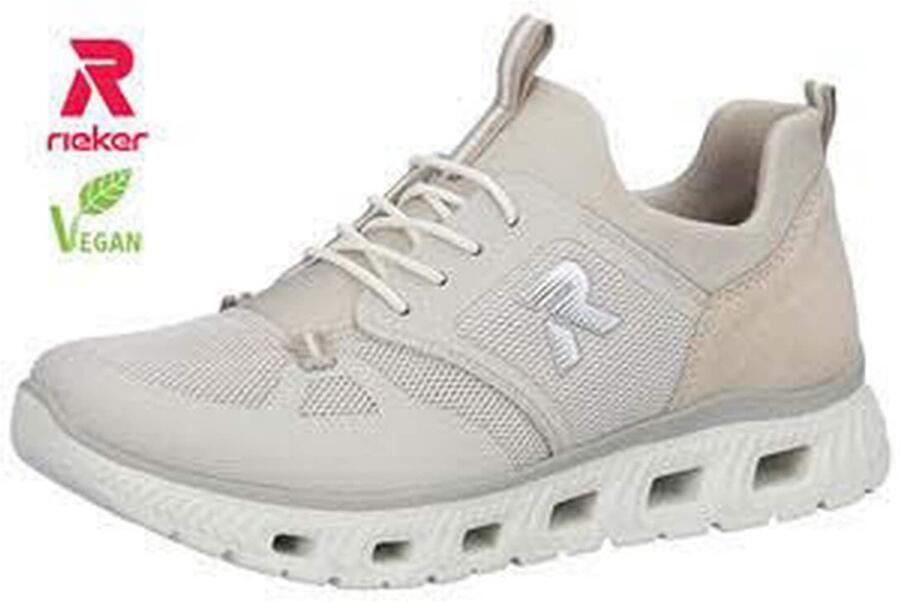 Rieker Dames Slippers Sneaker Vegan MemoSoft Elastisch M6078-60 Beige