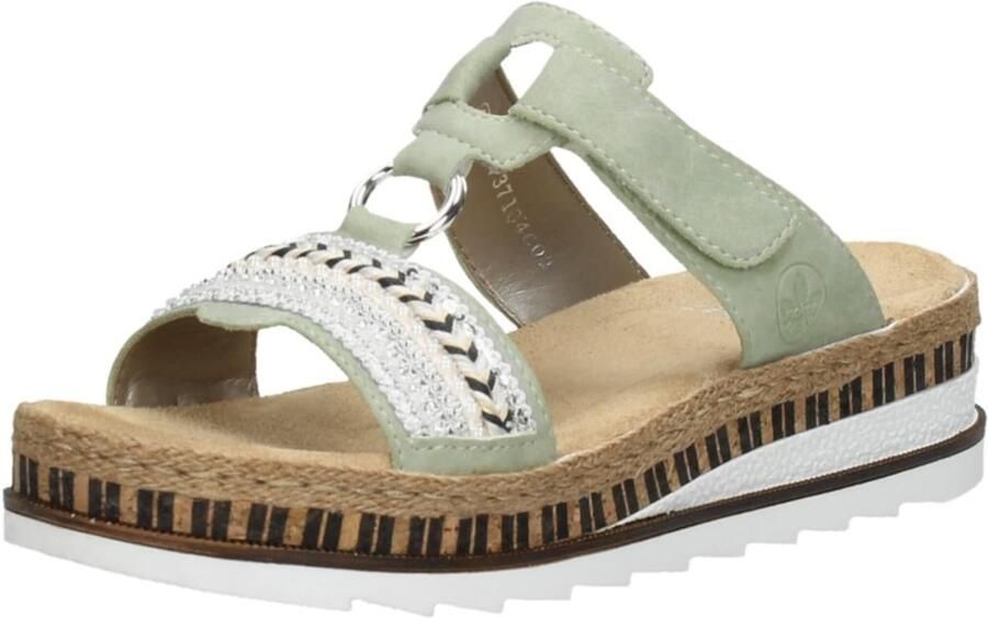 Rieker Slippers sleehak zomerschoen pantoffels met decoratieve kralen - Foto 16