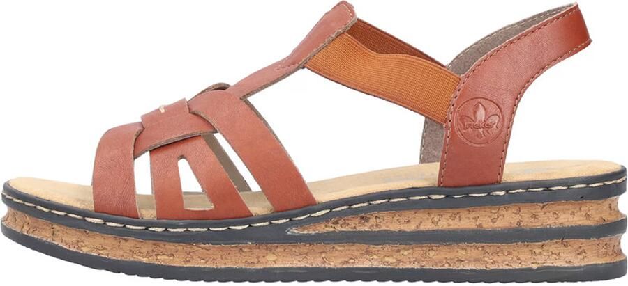 Rieker Bruine Synthetische Platte Sandaal met Unieke Zool Brown Dames - Foto 19