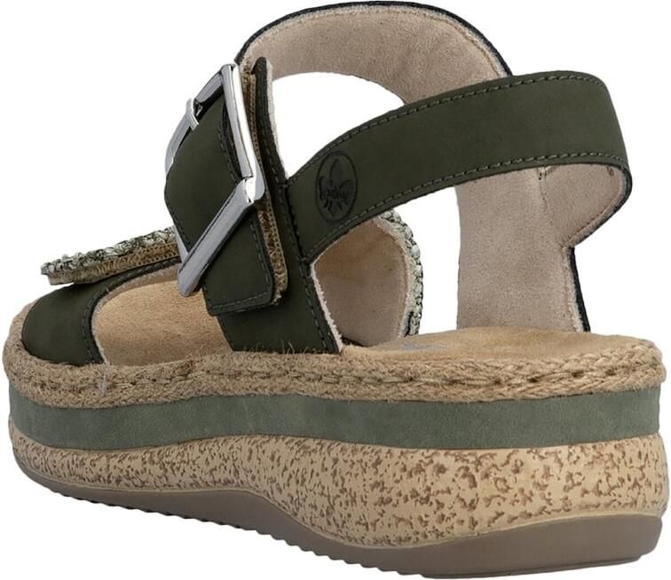 Rieker Sandaal 'Rimo-Sandalen aus Leder mit Keilabsatz' groen - Foto 9