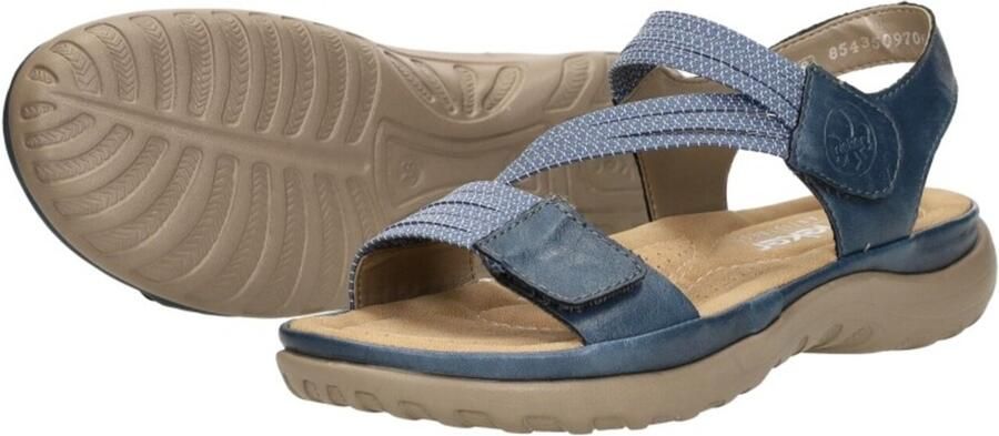 Rieker Blauwe Comfort Sandaal met Klittenbandsluiting Blue Dames - Foto 9