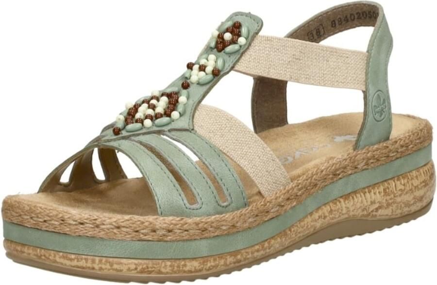 Rieker Mintgroene Sandaal met Kralen en Plateauzool Multicolor Dames - Foto 5
