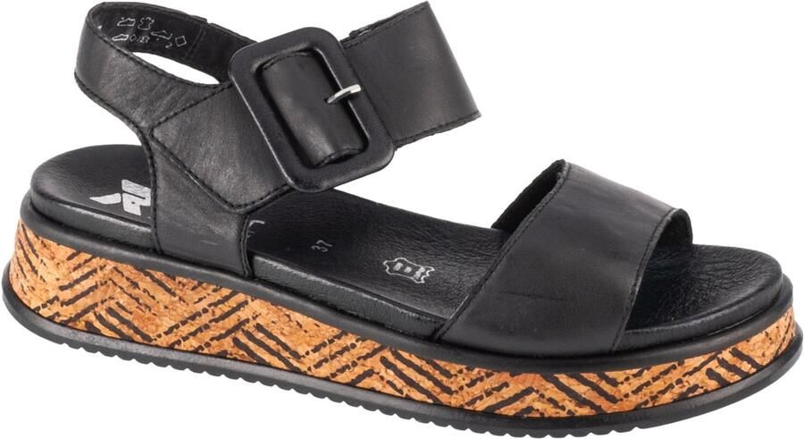 Rieker Zwarte leren sandaal met print Black Dames - Foto 6
