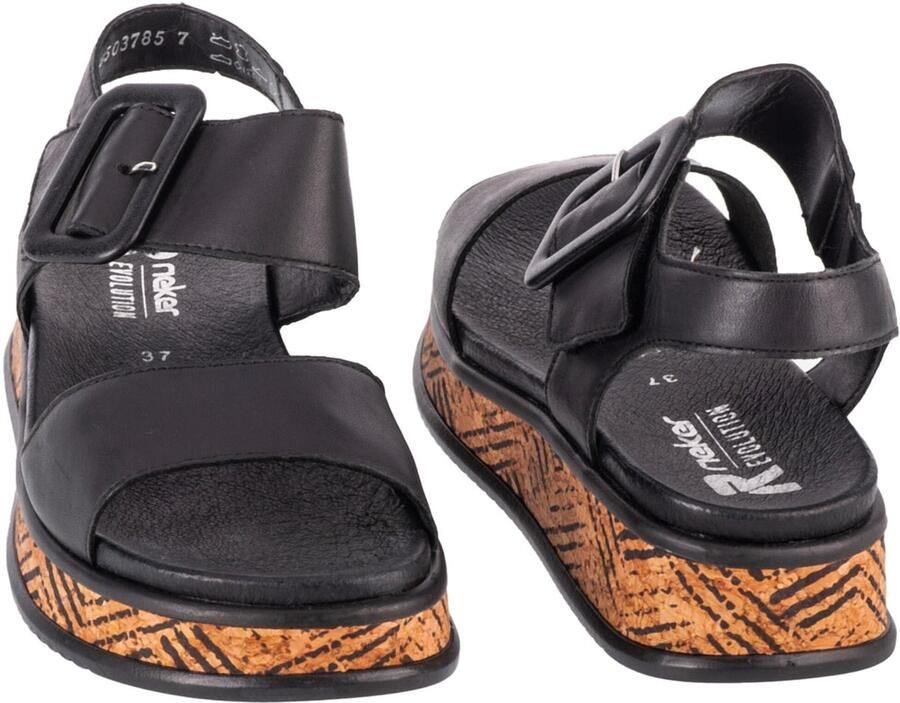 Rieker Zwarte leren sandaal met print Black Dames - Foto 5