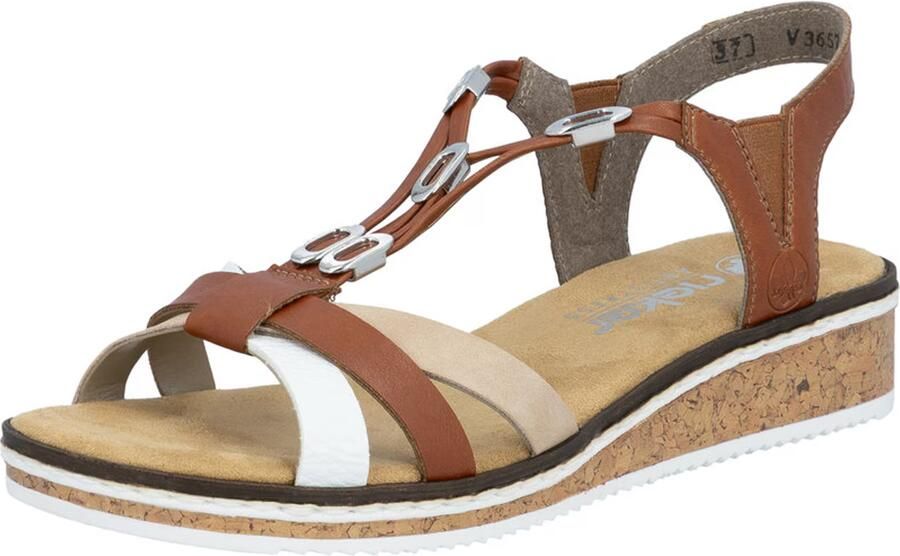 Rieker Sandalen zomerschoen sandaal sleehak met accessoires versierd - Foto 6