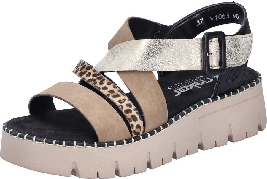 Rieker Sandalen met riem beige donkerbeige zilver - Foto 3