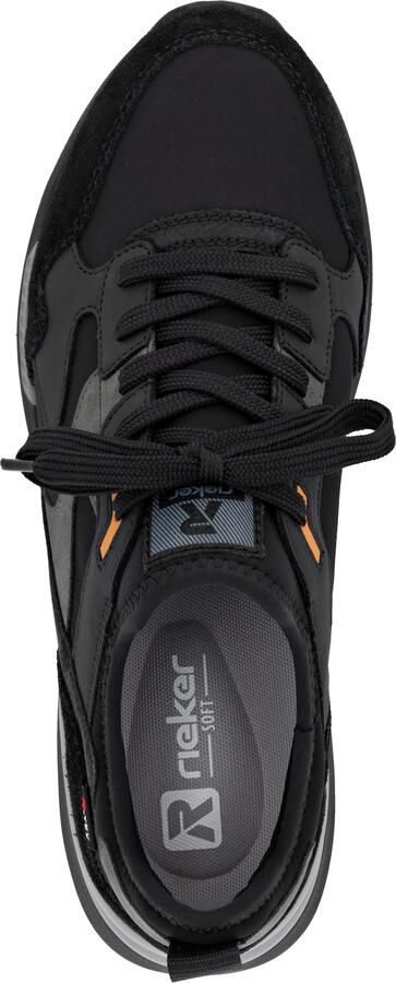 Rieker Sneakers laag antraciet lichtgrijs oranje zwart - Foto 6