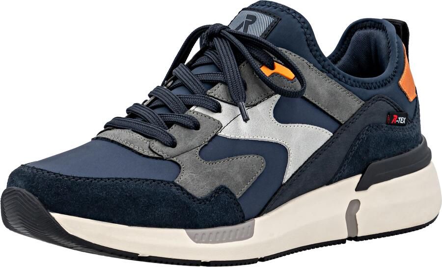 Rieker Sneakers laag blauw grijs lichtgrijs oranje