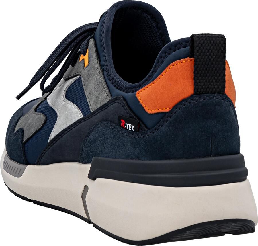 Rieker Sneakers laag blauw grijs lichtgrijs oranje - Foto 2