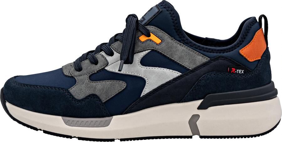 Rieker Sneakers laag blauw grijs lichtgrijs oranje - Foto 4