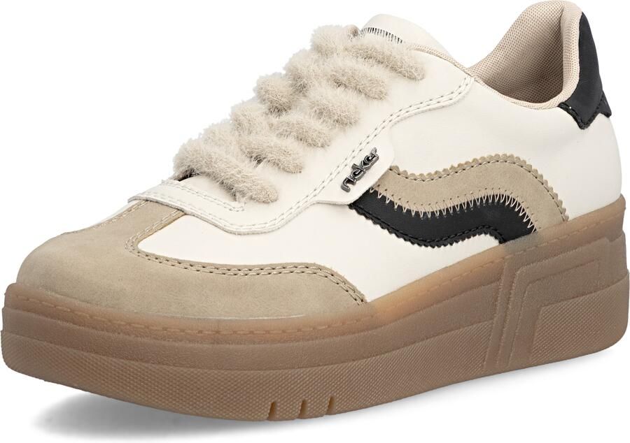 Rieker Sneakers laag ecru sand zwart