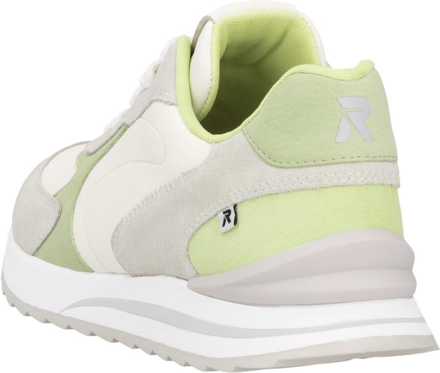 Rieker Sneakers laag lichtgrijs lichtgroen wit - Foto 3