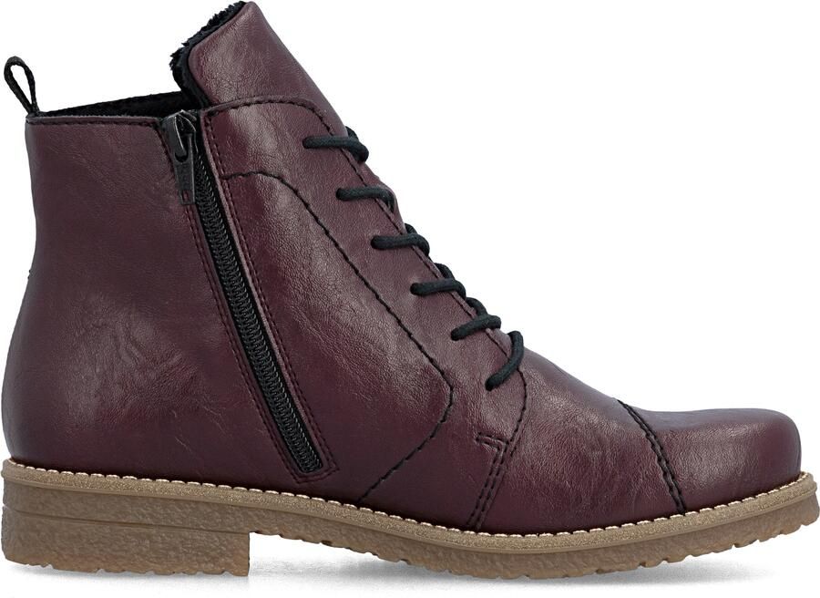Rieker dames enkellaarsjes 73500-30 rood (bordeaux)