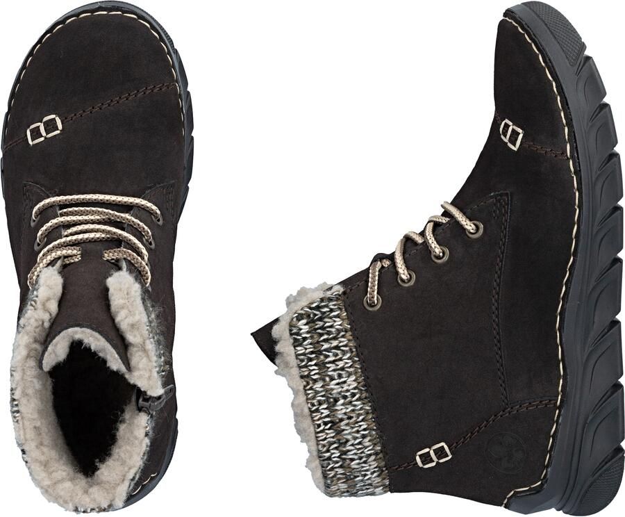 Rieker dames veterlaars enkellaars warme voering 55031-25 Bruin - Foto 4