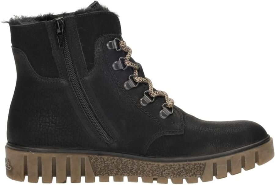 Rieker Zwarte Comfortabele Veterschoenen met Tex Black Dames