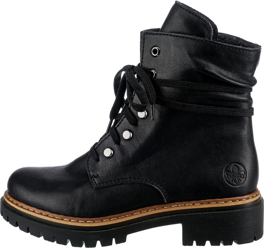 Rieker Hoge veterschoenen enkellaarsjes profielzool blokhak met casual vetersluiting
