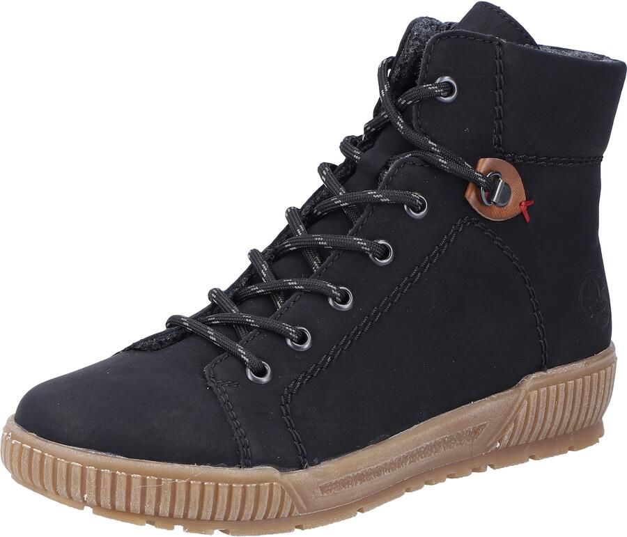 Rieker Comfortabele Zwarte Veterschoen voor Dames Black
