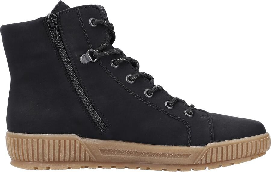Rieker Comfortabele Zwarte Veterschoen voor Dames Black