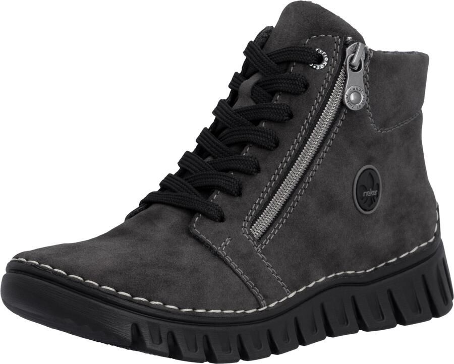 Rieker Dames 57502 45 Veterlaarzen Sleehak Grijs - Foto 9