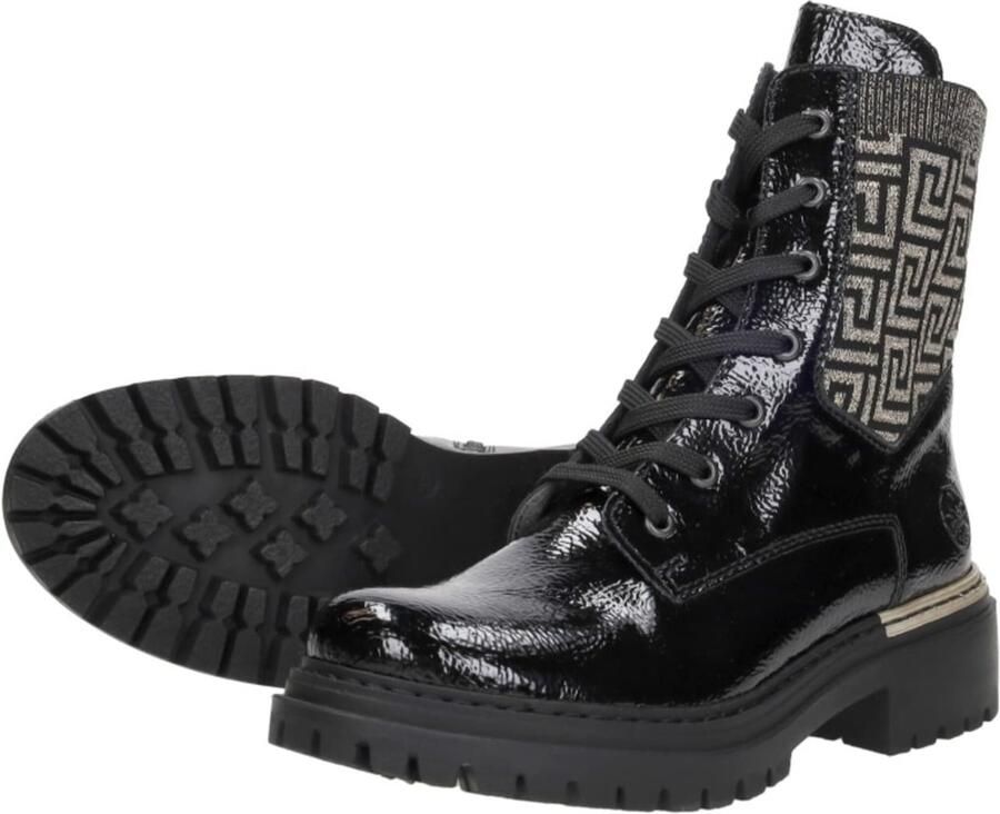Rieker Veterschoenen enkellaars hakken met textielinzet aan de schacht - Foto 2