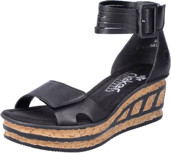 Rieker Sandaaltjes zomerschoen sandaal sleehak met loopzool in kurk-look - Foto 4