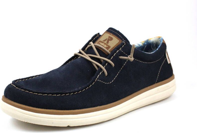 Rieker Comfortabele blauwe suède sneakers met extra veters Blue Heren - Foto 7