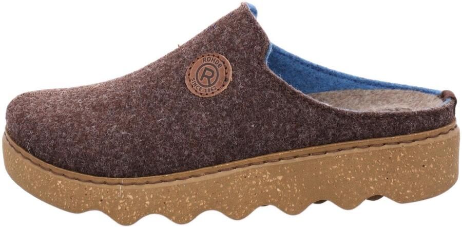 Rohde 6122 72 Pantoffels Open Sloffen Bruin Blauw Vilt Dames Bruin - Foto 3