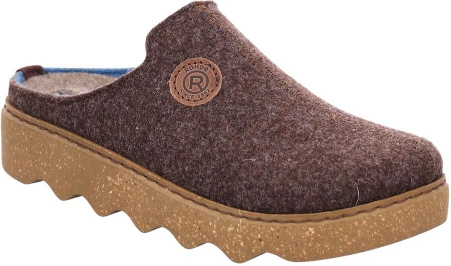 Rohde 6122 72 Pantoffels Open Sloffen Bruin Blauw Vilt Dames Bruin - Foto 5