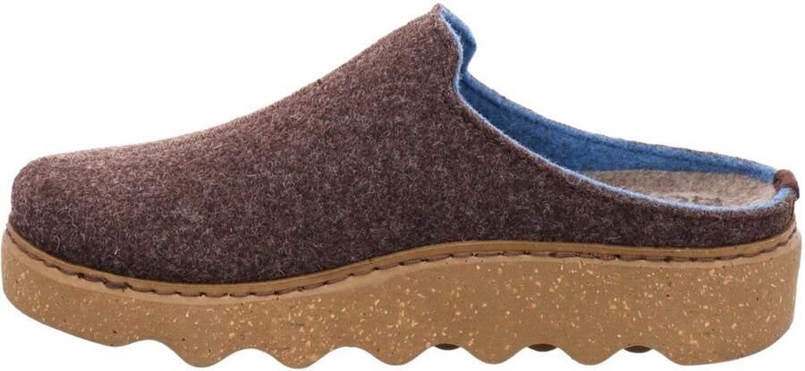 Rohde 6122 72 Pantoffels Open Sloffen Bruin Blauw Vilt Dames Bruin