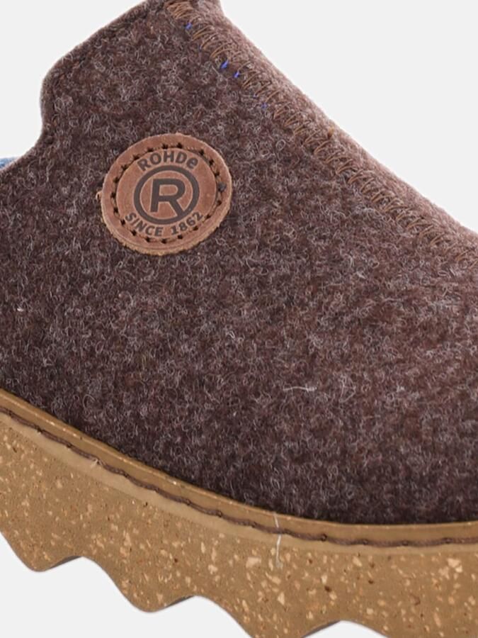 Rohde 6122 72 Pantoffels Open Sloffen Bruin Blauw Vilt Dames Bruin - Foto 4