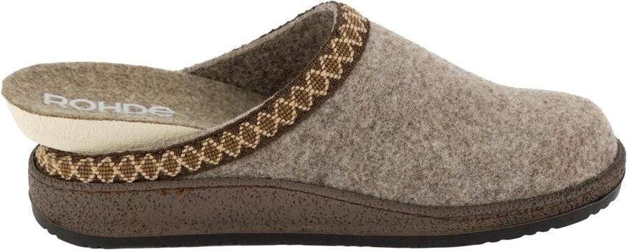 Rohde 6425 17 Pantoffels Open Sloffen Beige Vilt Dames Beige