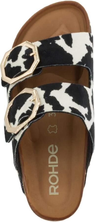 Rohde 5637 90 Slippers Synthetisch Zwart Koeienprint Dames Zwart - Foto 6