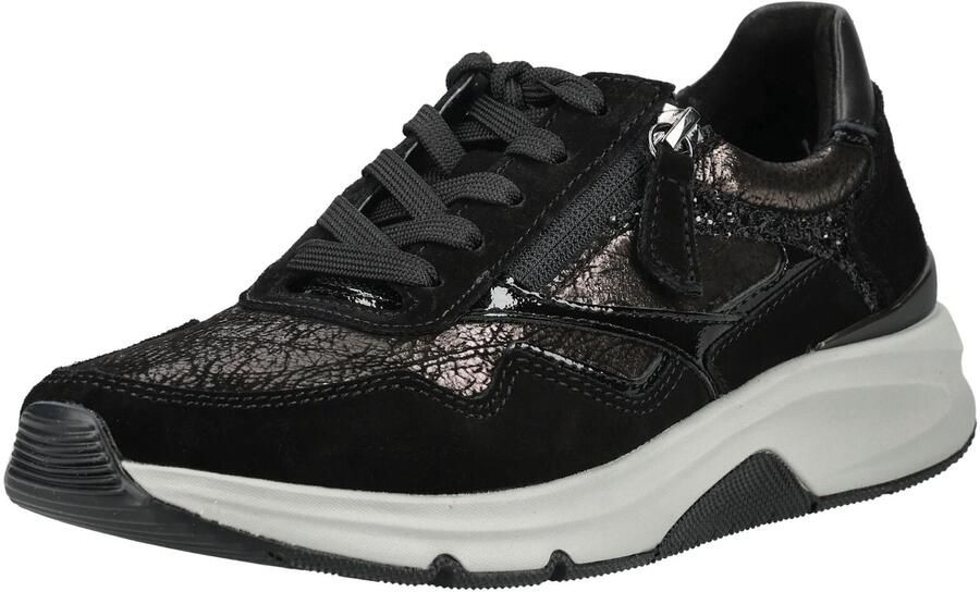 Gabor Rollingsoft Sneaker 0103.01.007 Zwart Metalli Suede Lak Zwart Antraciet Combi - Foto 2