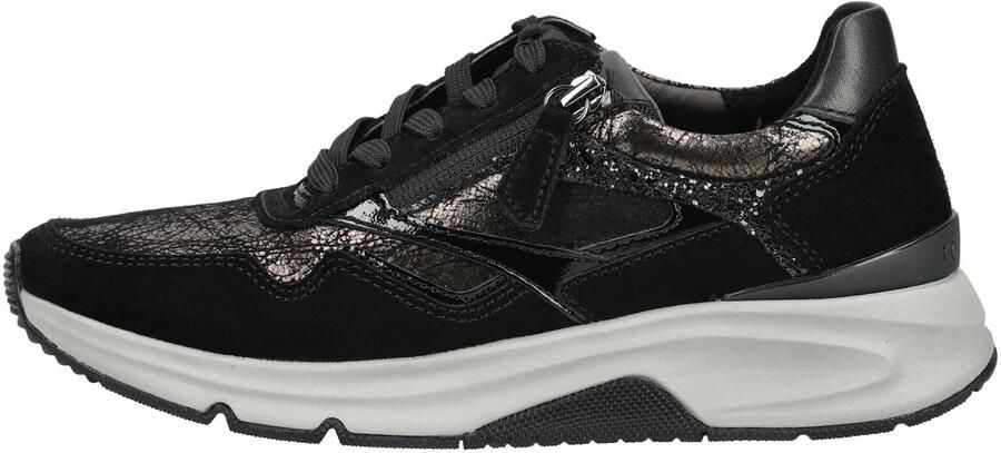 Gabor Rollingsoft Sneaker 0103.01.007 Zwart Metalli Suede Lak Zwart Antraciet Combi - Foto 7