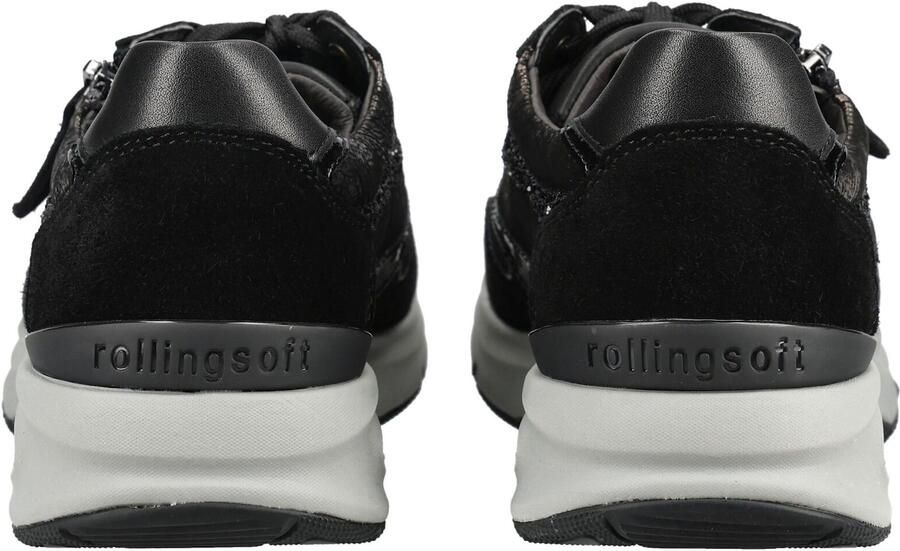 Gabor Rollingsoft Sneaker 0103.01.007 Zwart Metalli Suede Lak Zwart Antraciet Combi - Foto 4