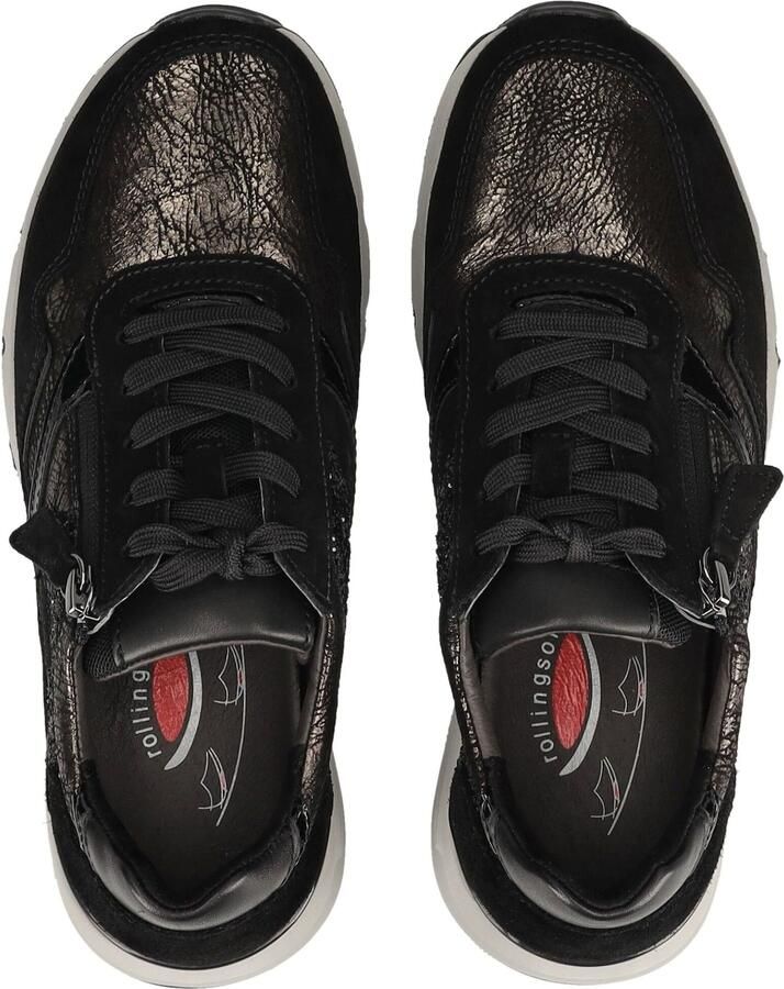 Gabor Rollingsoft Sneaker 0103.01.007 Zwart Metalli Suede Lak Zwart Antraciet Combi - Foto 3