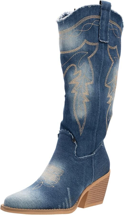 Salinyang Cowboylaarzen beige donkerblauw - Foto 2