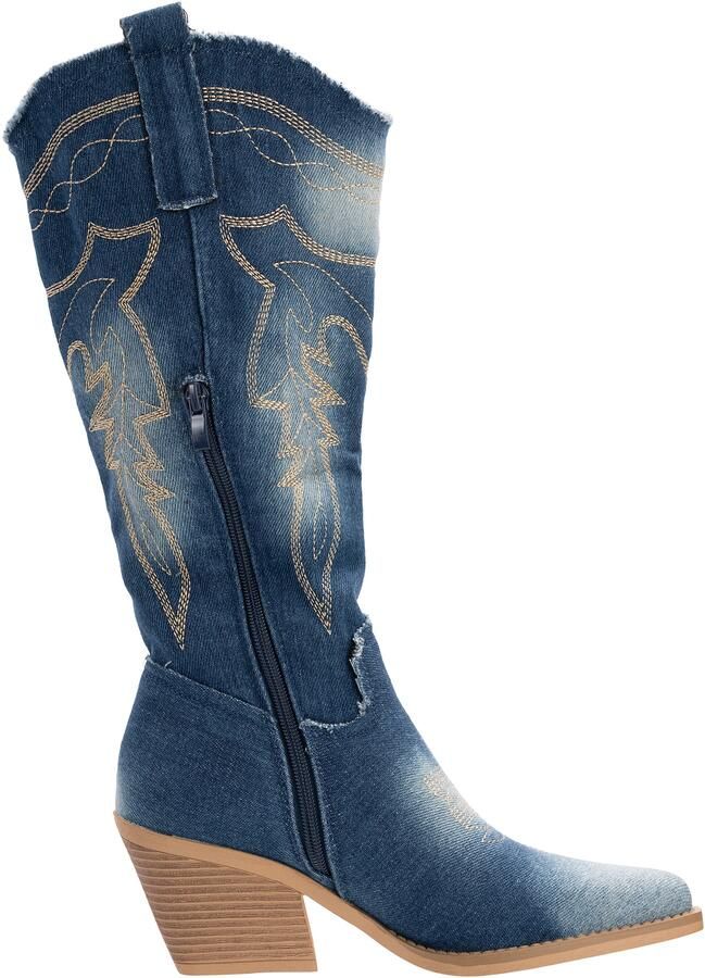 Salinyang Cowboylaarzen beige donkerblauw