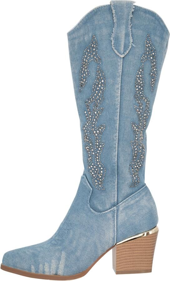 Salinyang Cowboylaarzen blauw denim zilver - Foto 3